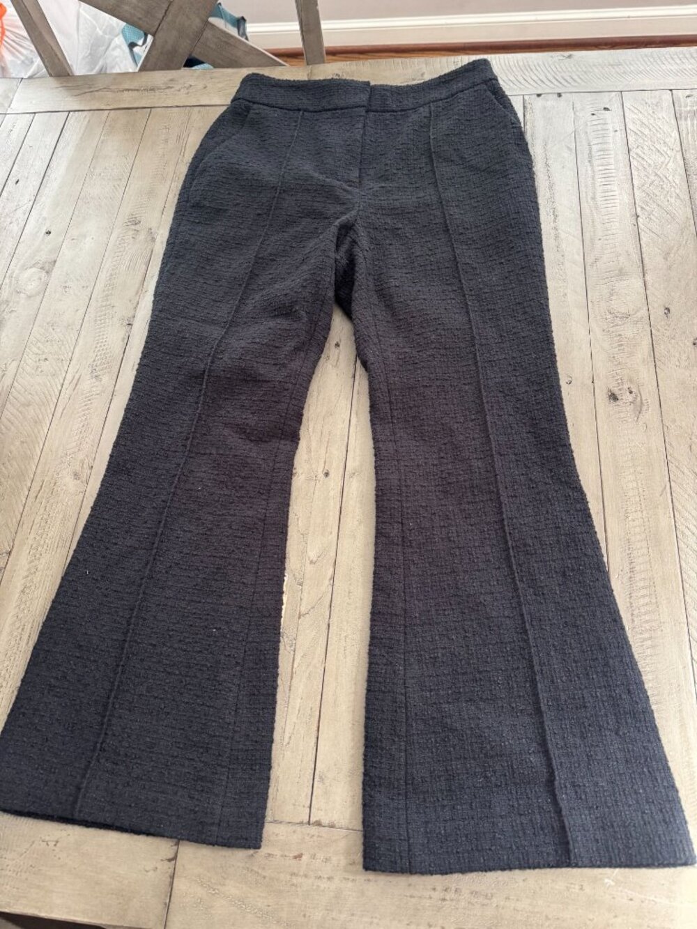 MILLY Boucle Tweed Black Flare Trouser Pants Size 2